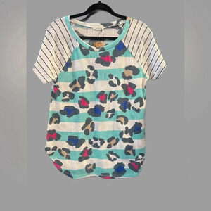 Colorful cow print tee